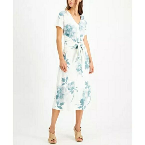 Alfani Printed Tie-Front Dress - Picture 1 of 11